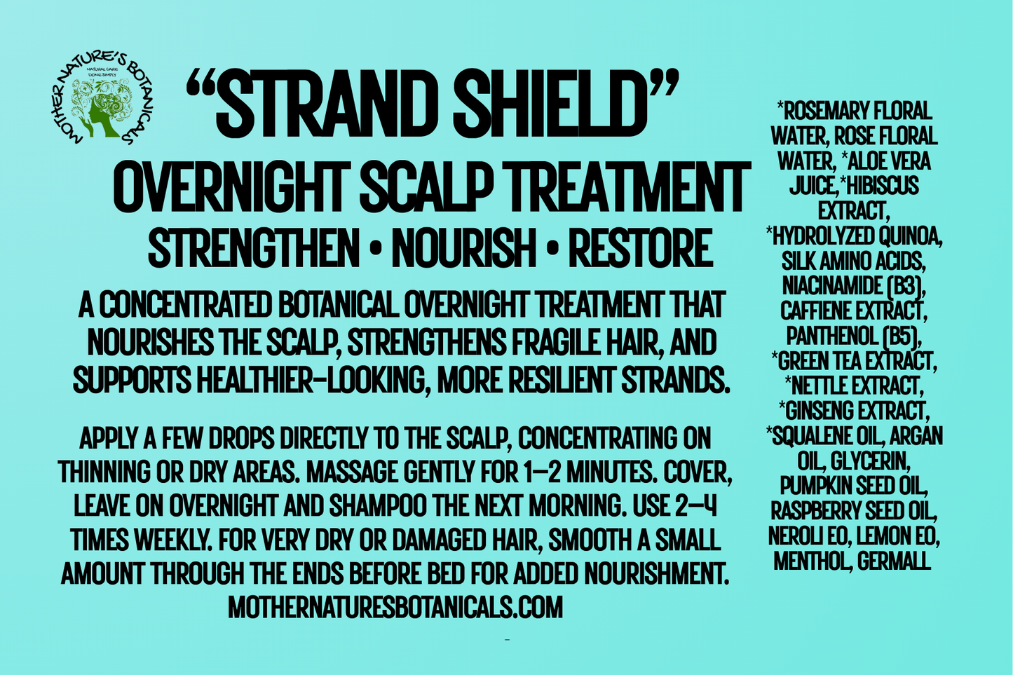 "LUXURY LOX" "Strand Shield" Overnight Scalp and Hair Treatment Strengthen • Nourish • Restore