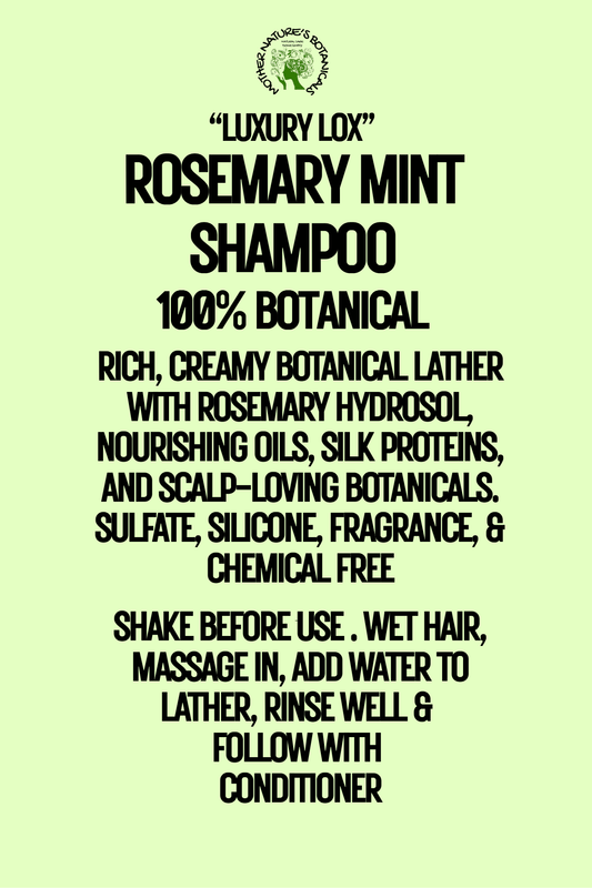 "LUXURY LOX" "Silk and Sage" Botanical Shampoo - Rosemary Mint - Cleanse • Nourish • Strengthen