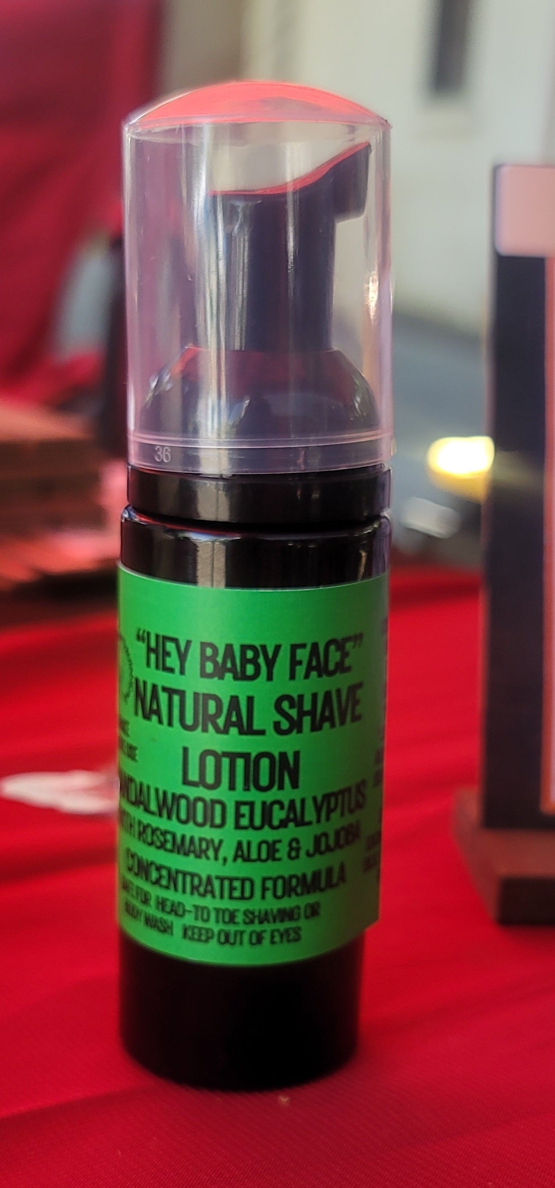 "Hey Baby Face" NATURAL SHAVE LOTION - Sandalwood Eucalyptus (safe for head to toe shaving)
