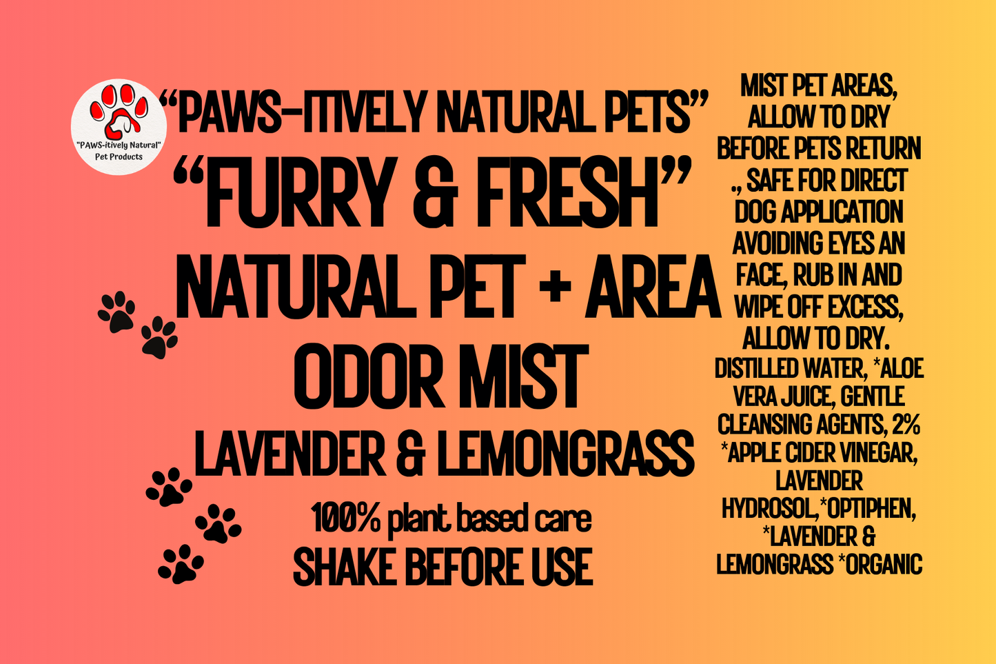 Furry and Fresh - Natural Deodorizer for Pets