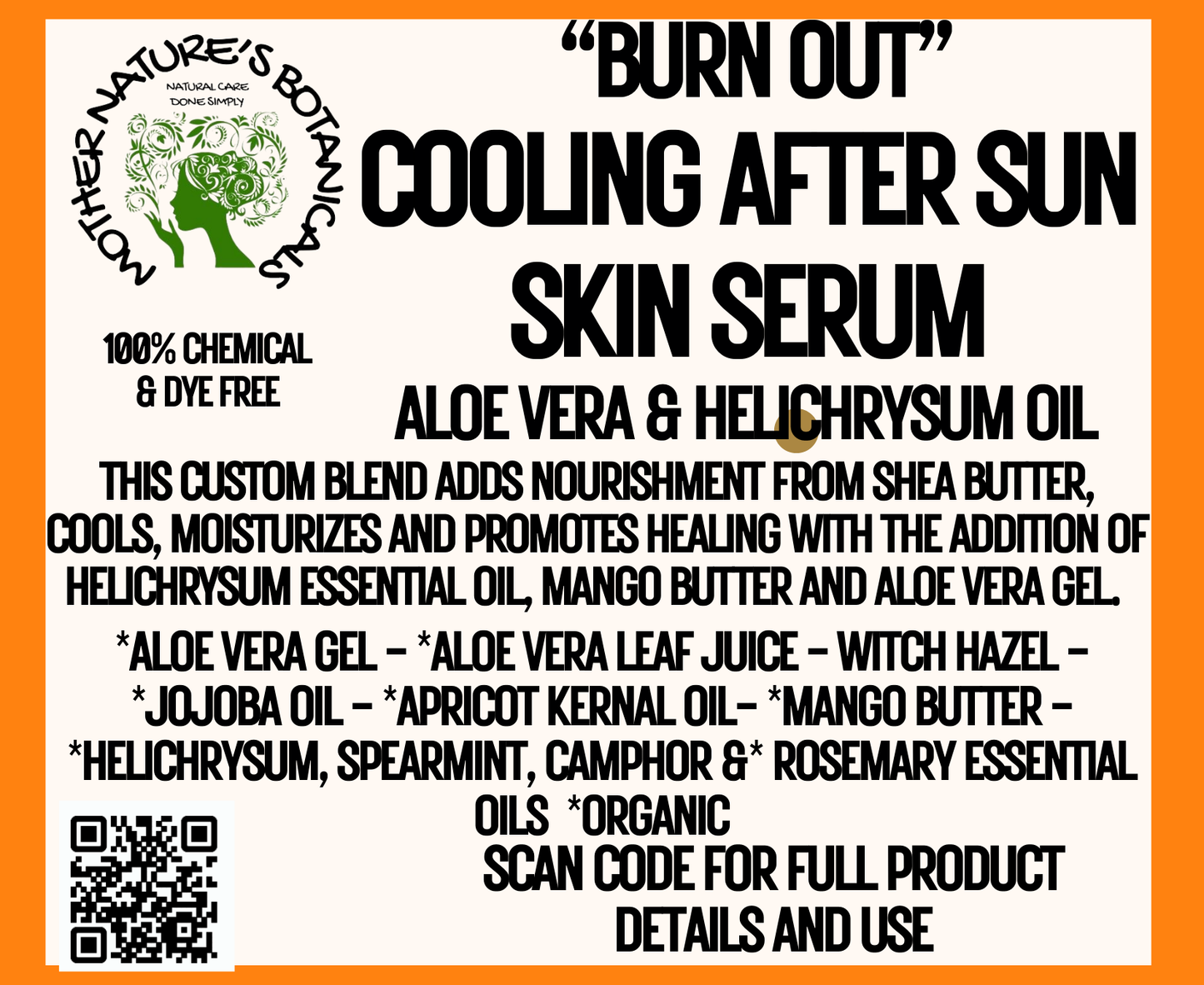 "BURN OUT" Cooling, After Sun Skin Serum with Helichrysum oil (sun burn serum)