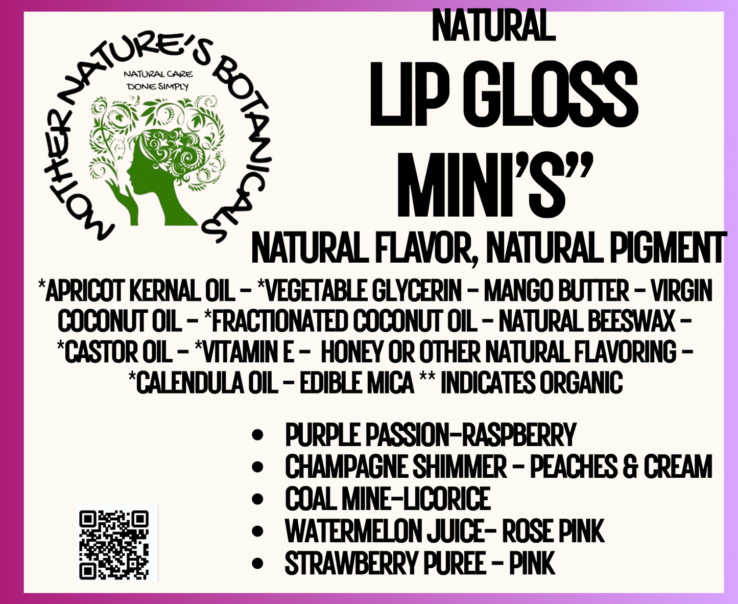"Fresh Face" "Lip Service" Tinted, Natural Lip Gloss Mini's (3 ml)