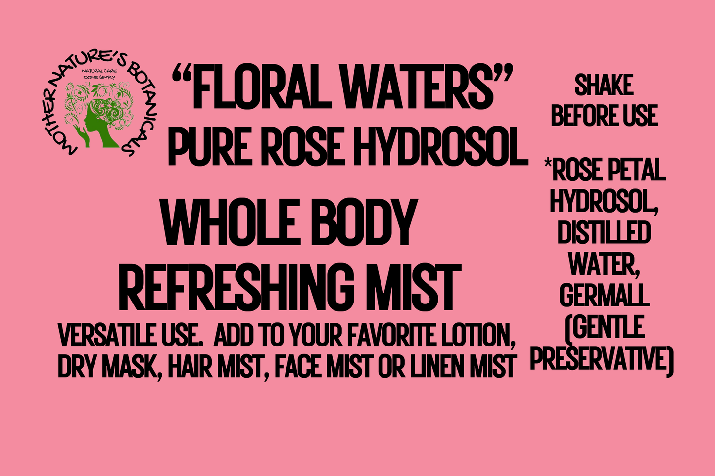 Pure Hydrosol Mists (body, face, hair and more) Rose Water or Lavender