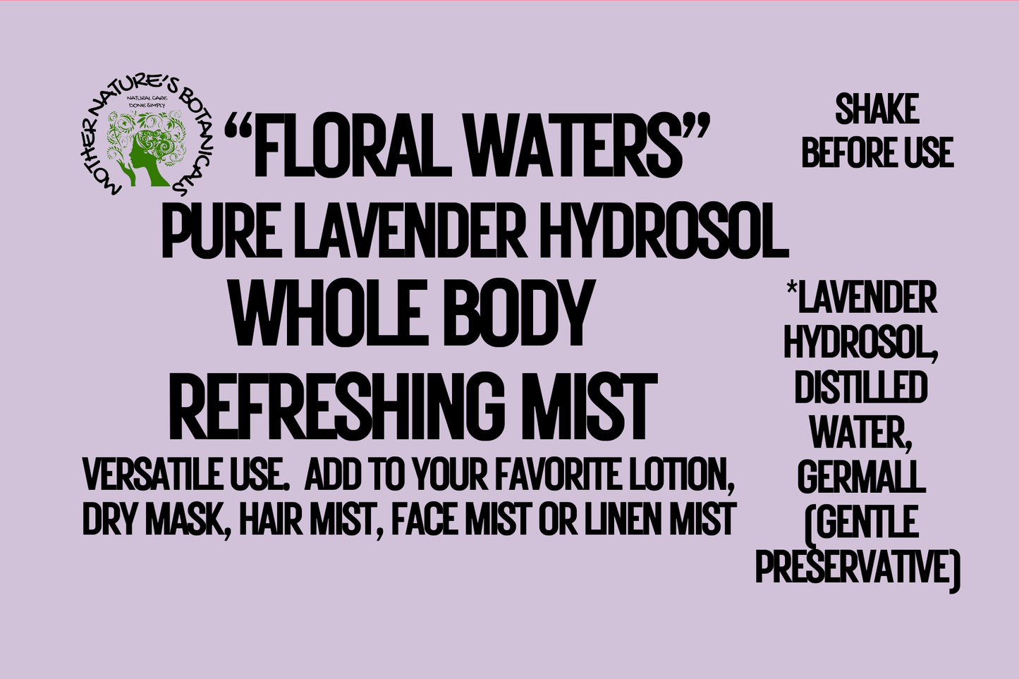 Pure Hydrosol Mists (body, face, hair and more) Rose Water or Lavender