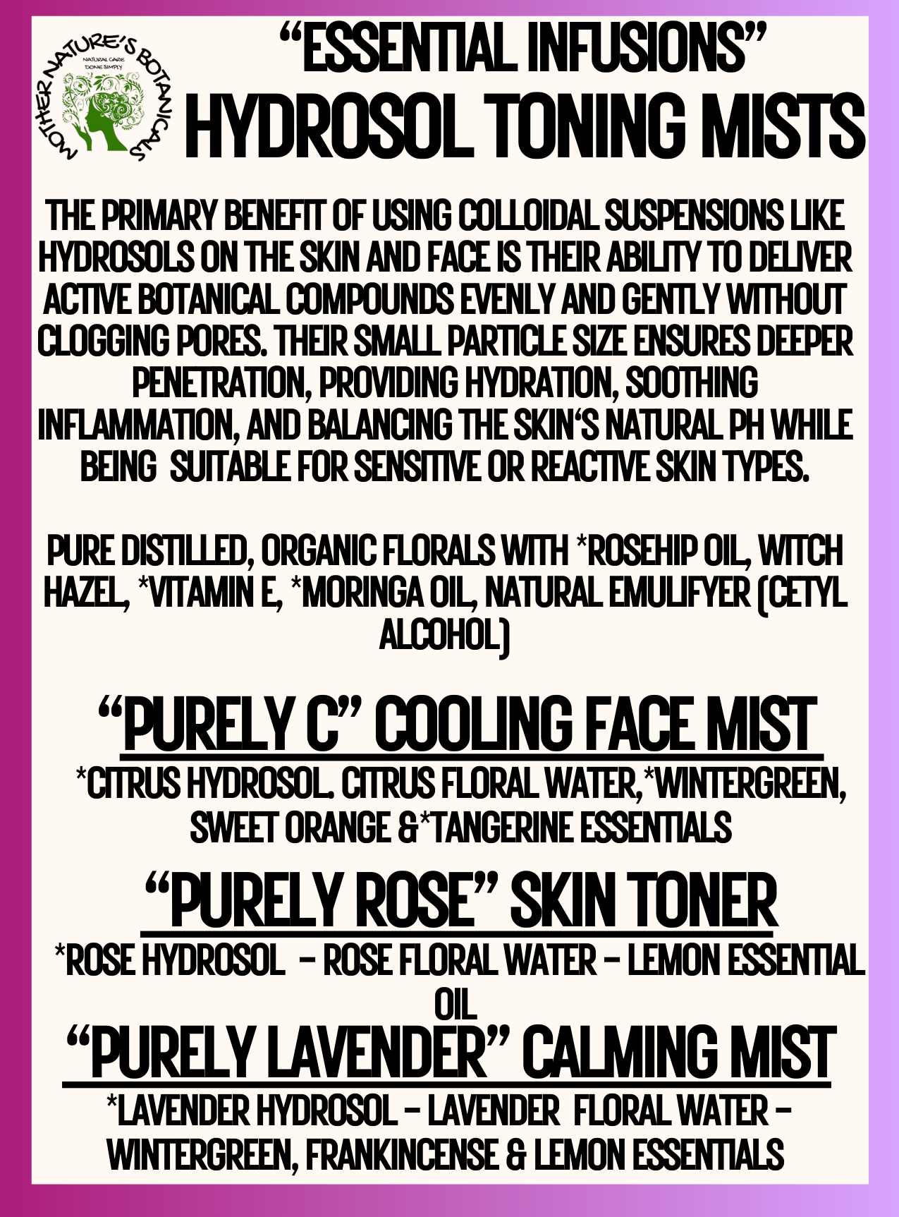 "Fresh Face" - "Rose Mist" Aloe-Hydrosol Refreshing Skin Mist (toner)