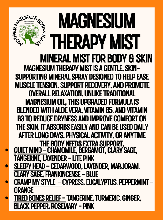 "Magnesium Therapy Mists" - Botanical Magnesium Mist - Relax • Restore • Recharge