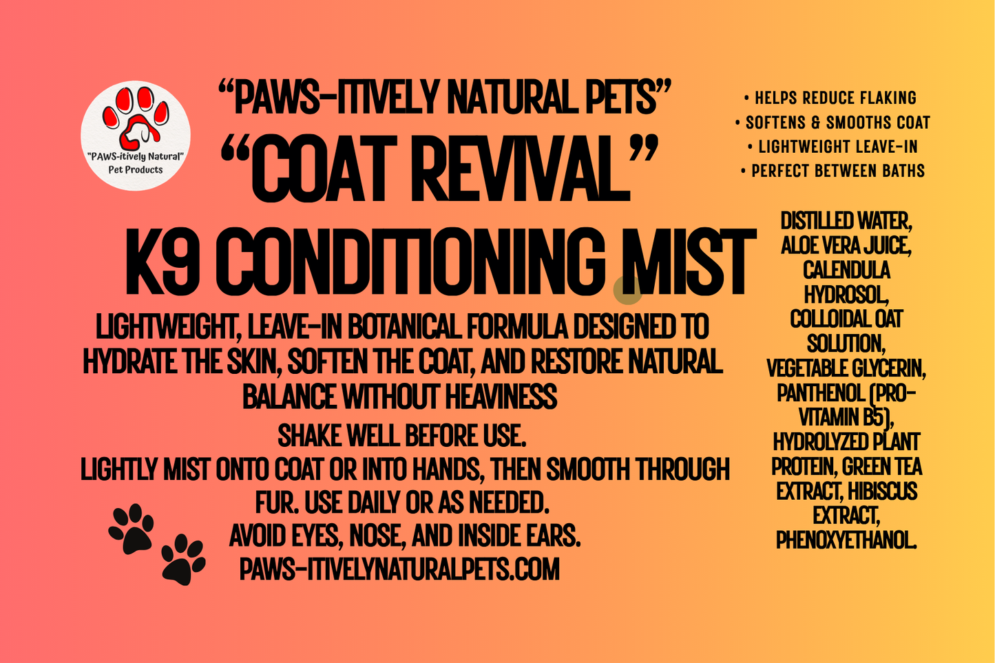 Coat Revival - K9 Conditioning Mist
