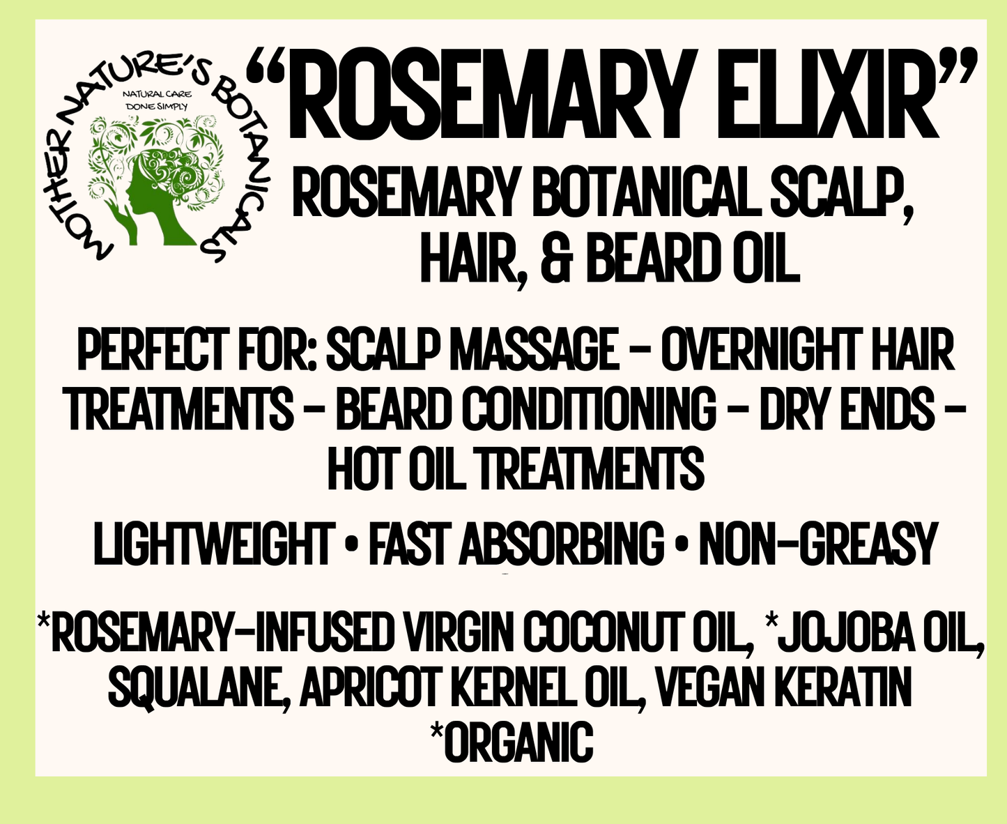 "LUXURY LOX" Rosemary Elixir - Botanical Beard, Hair and Scalp Oil