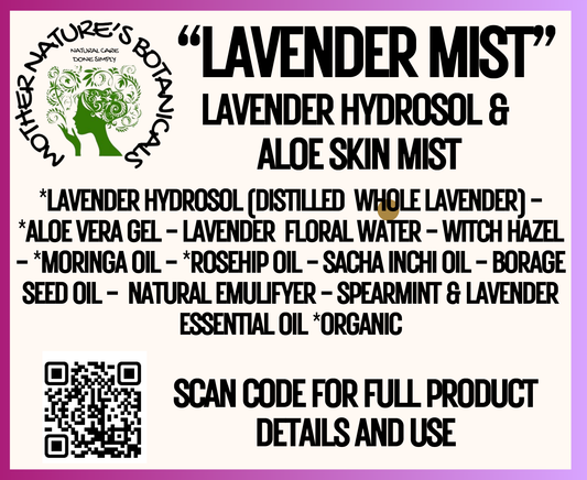 "Fresh Face" - "Lavender Mist" Aloe & Hydrosol Refreshing Skin Mist (toner)