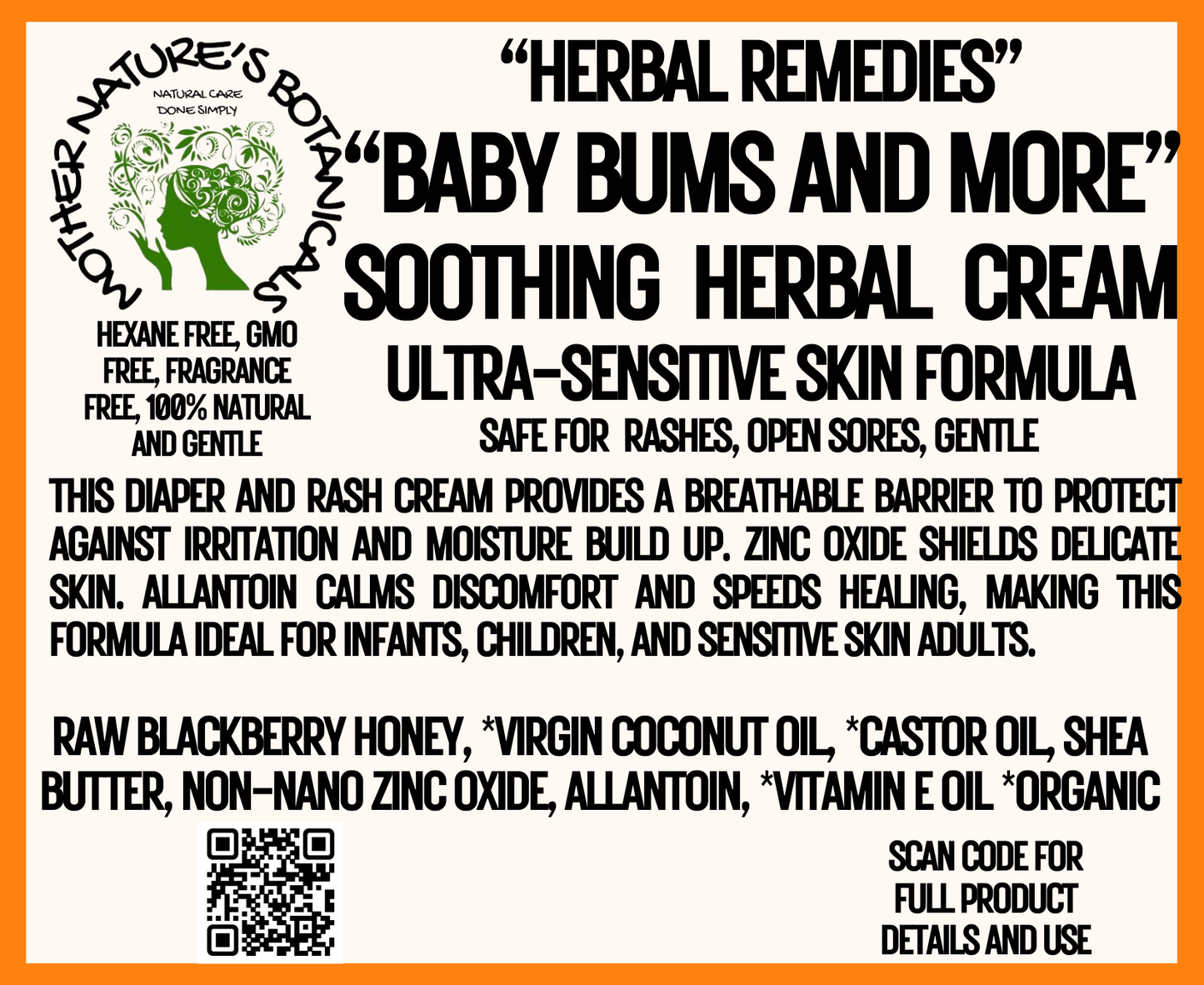 "Baby Bums and More" Natural Rash Balm with Honey & Zinc Oxide - Ultra sensitive skin formula (calms rashes, eczema, & irritated skin)