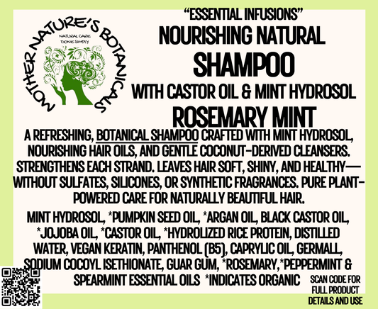 "LUXURY LOX" Nourishing Natural Shampoo with Castor Oil & Mint Hydrosol - Rosemary Mint