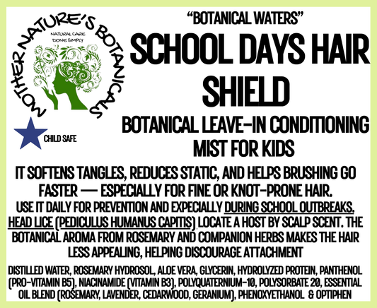 "School Days Hair Shield" Daily Mist for Kids (tangle relaxer and head lice deterrent)