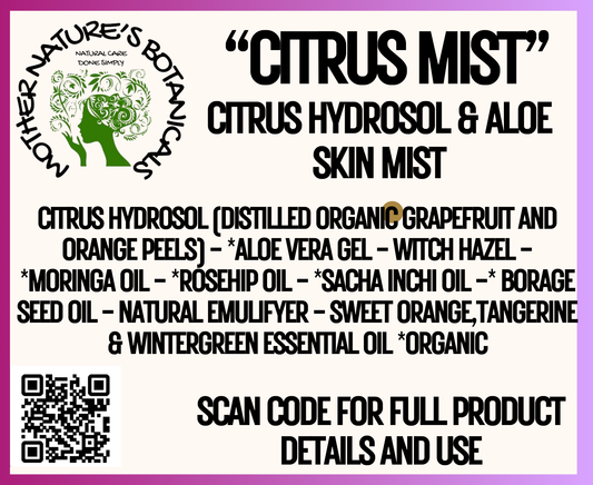 "Fresh Face" - "Citrus Mist" Aloe-Hydrosol Refreshing Skin Mist (toner)