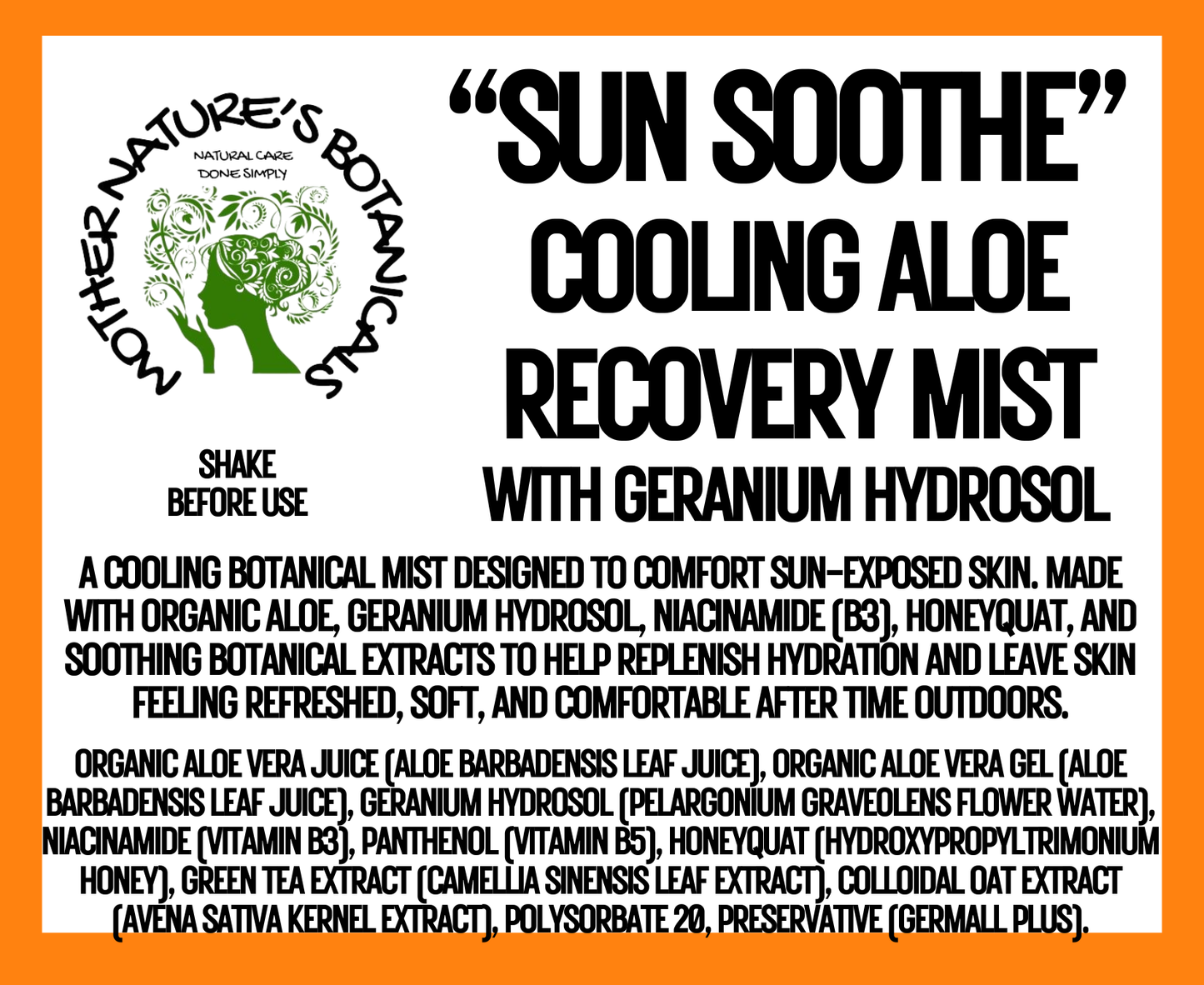 "Sun Soothe" Cooling Aloe Recovery Mist