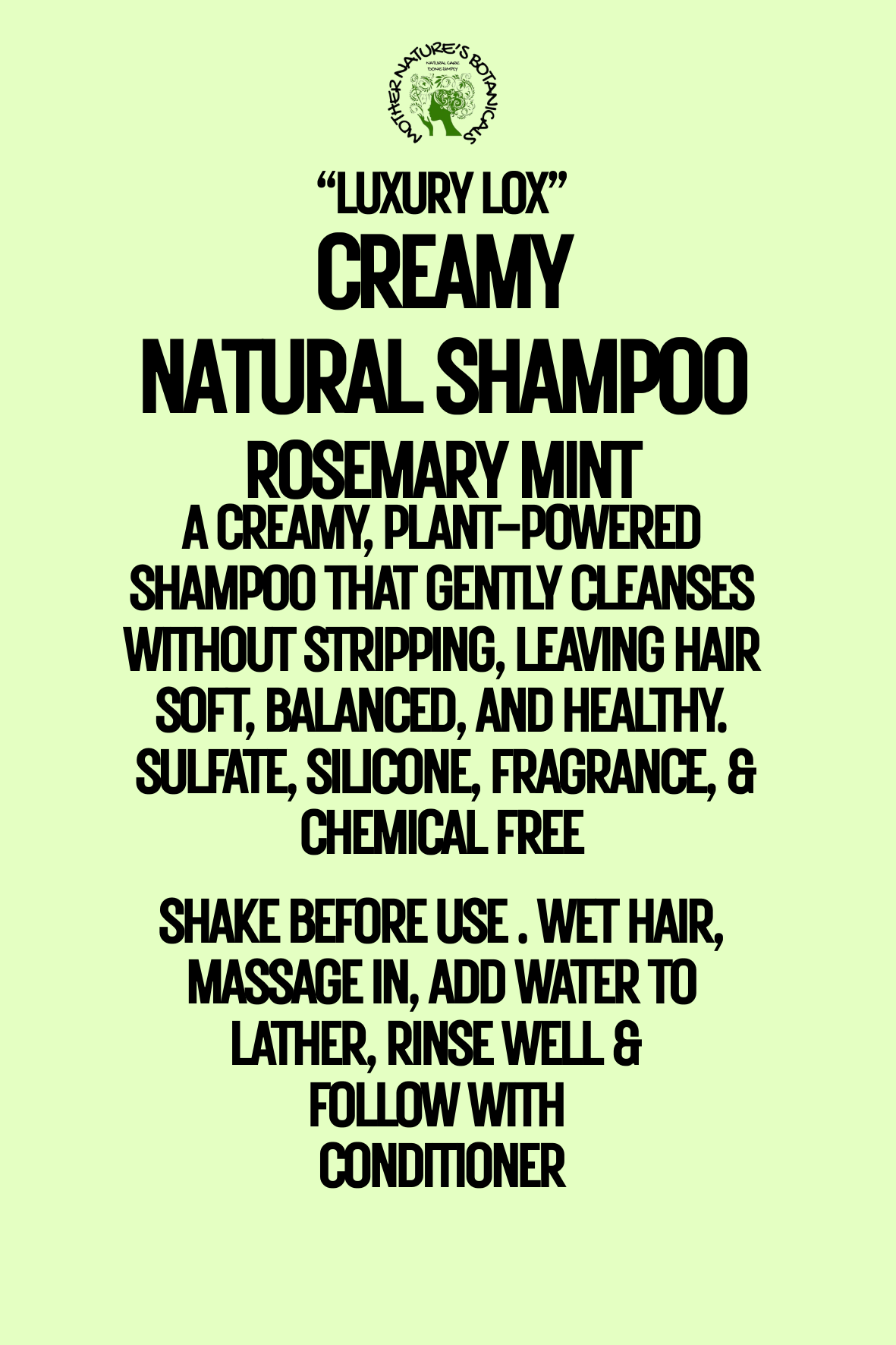 "LUXURY LOX" Nourishing Natural Shampoo with Argan Oil - Rosemary Mint