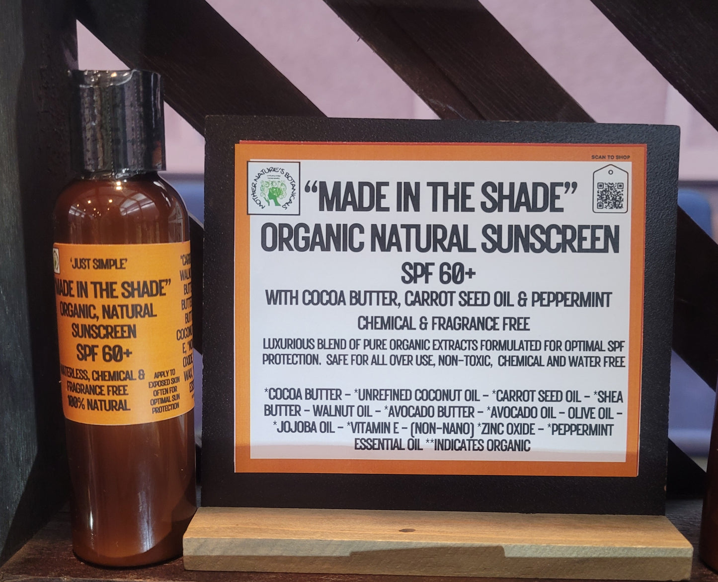 "MADE IN THE SHADE" Natural Sunscreen 60+ SPF with Carrot Seed & Raspberry Seed Oil (REEF SAFE)