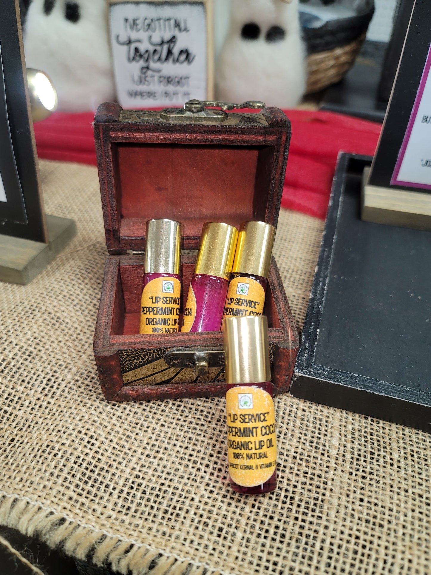 "Fresh Face"- Natural Lip Oils with Collagen (Peppermint Cocoa or Natural Blueberry)
