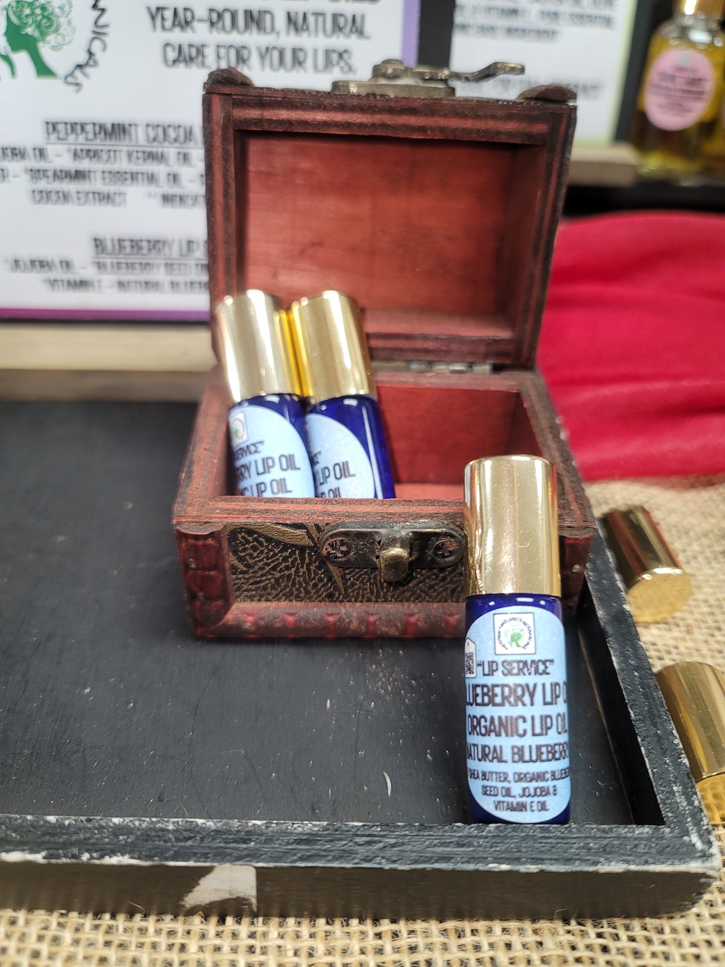 "Fresh Face"- Natural Lip Oils with Collagen (Peppermint Cocoa or Natural Blueberry)