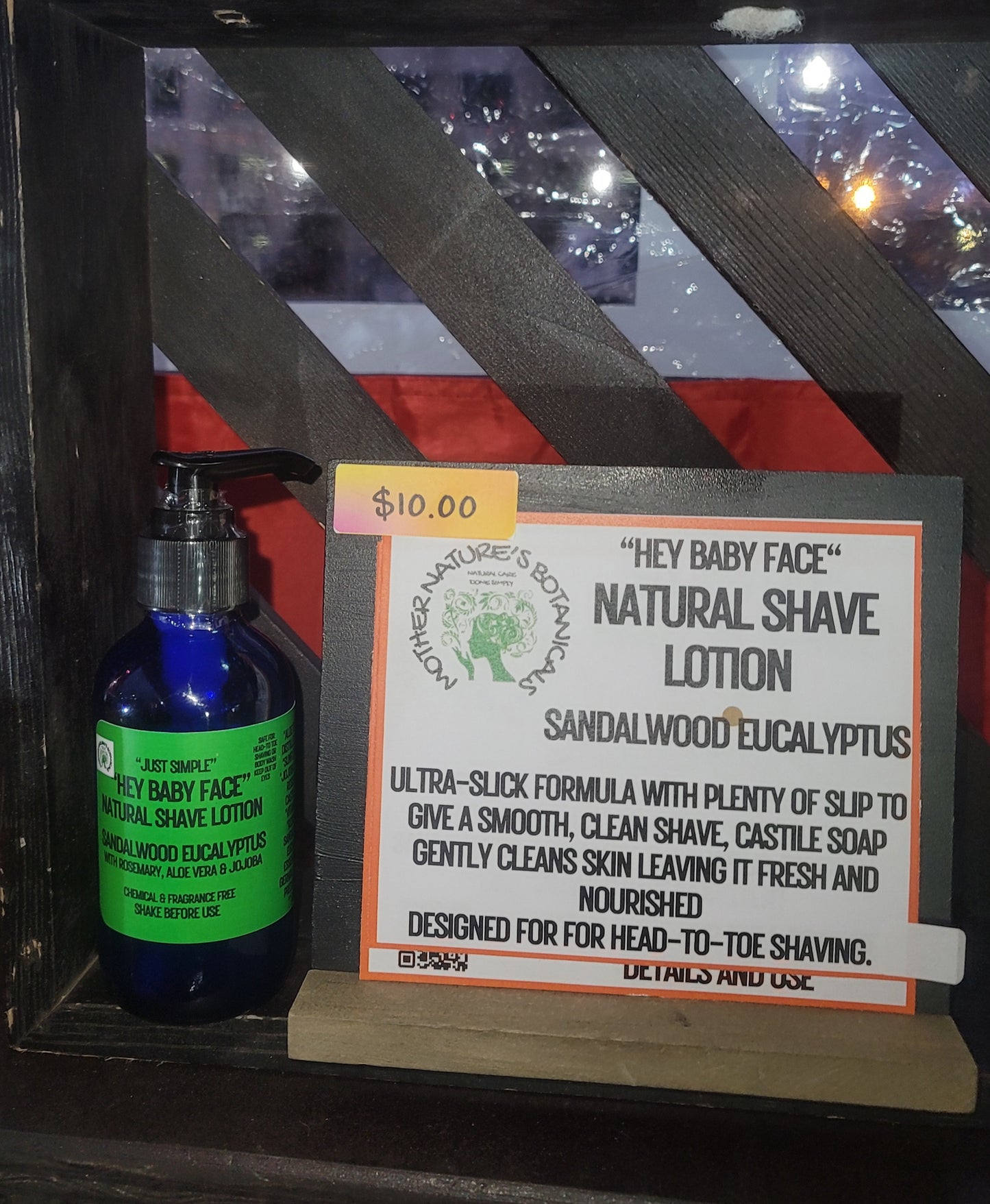 "Hey Baby Face" NATURAL SHAVE LOTION - Sandalwood Eucalyptus (safe for head to toe shaving)
