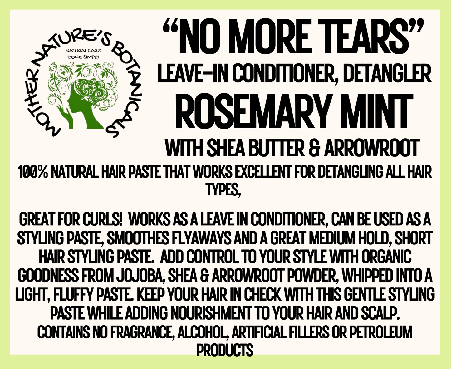 "LUXURY LOX" "No More Tears" Leave-In Conditioner, Detangler & Styling Paste