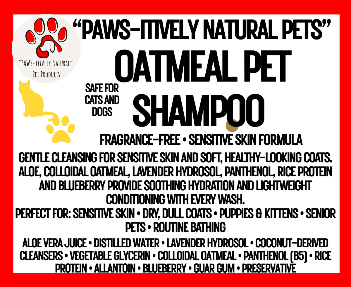 Oatmeal Pet Shampoo - Gentle Botanical Cleansing + Sensitive Skin Formula