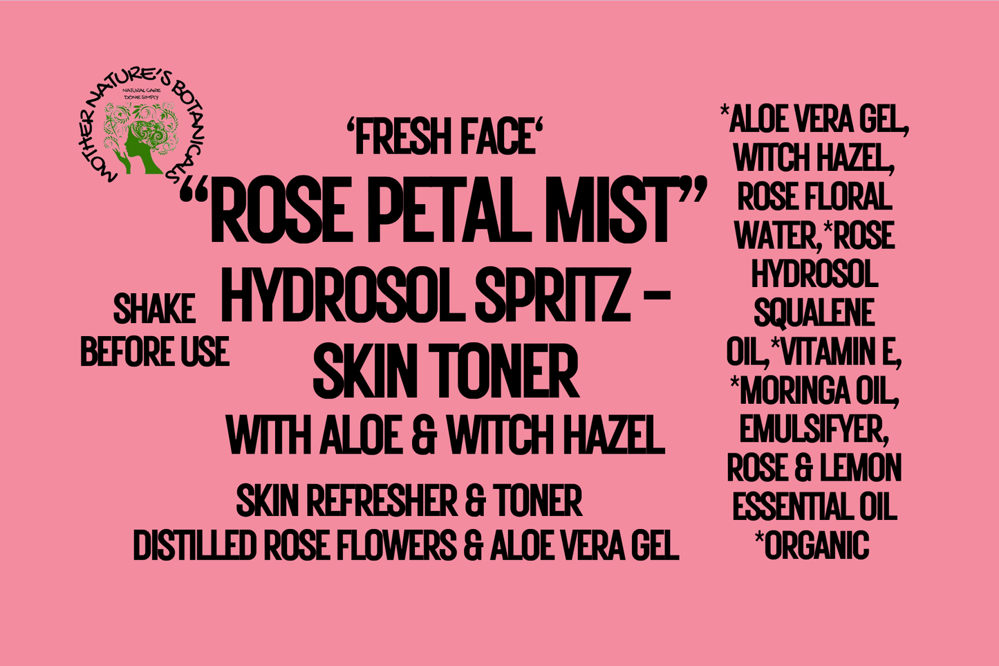 "Fresh Face" - Hydrating Skin Spritz Toners  - Refresh, Hydrate, Restore  (Citrus, Lavender & Rose Petal)