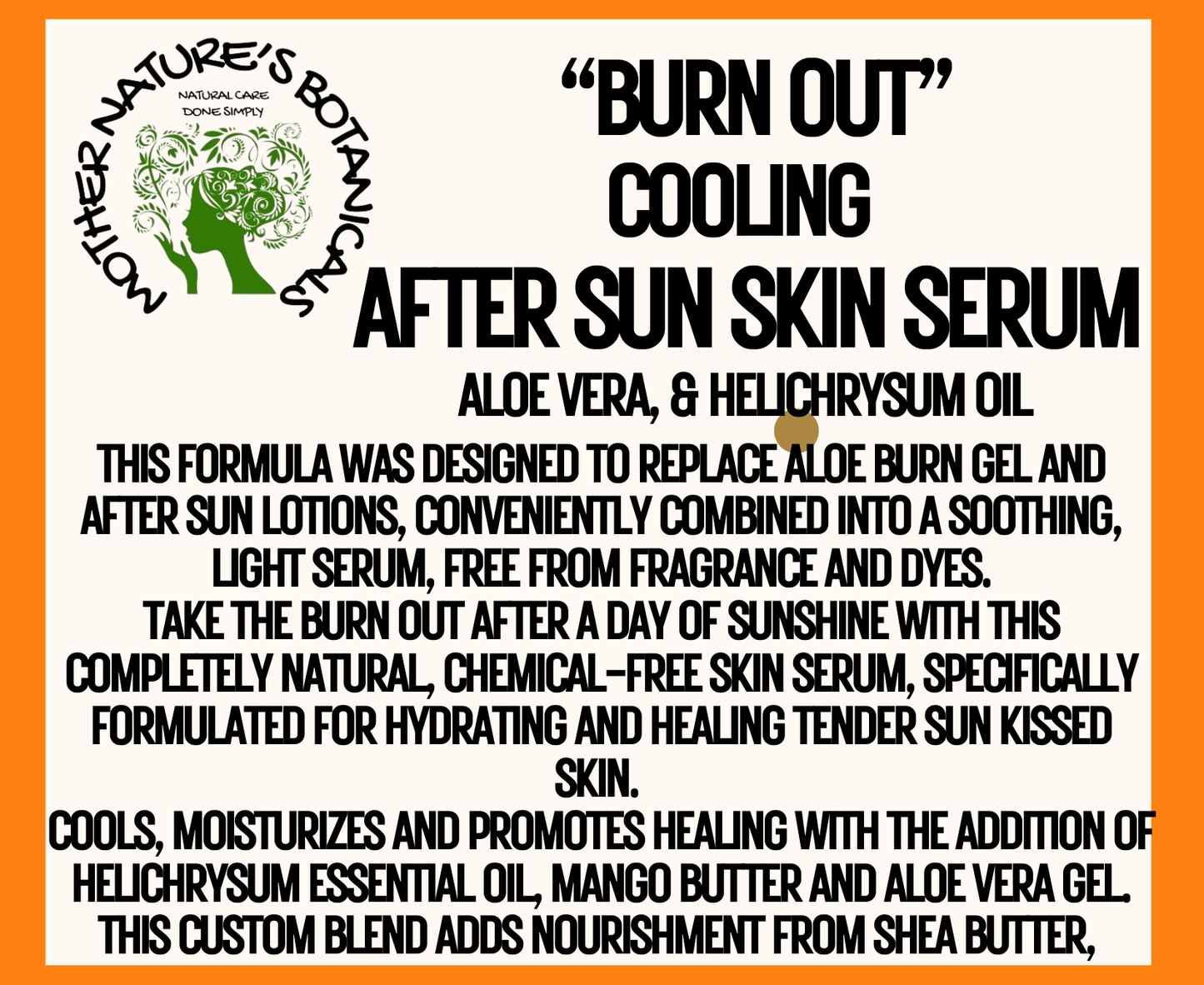 "BURN OUT" Cooling, After Sun Skin Serum with Helichrysum oil (sun burn serum)