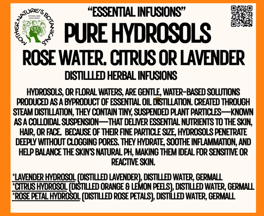 "Herbal Remedies" - Pure Hydrosol Mists - Lavender - Rose - or Citrus (Pure distilled herbal infusions)