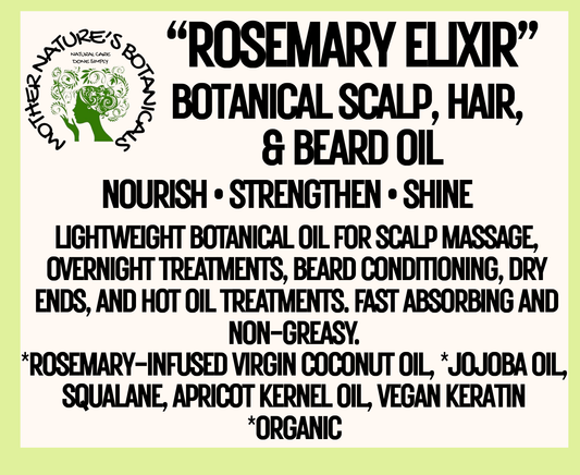 "LUXURY LOX" "Rosemary Elixir" Botanical Beard, Hair and Scalp Oil - Nourish • Restore • Shine
