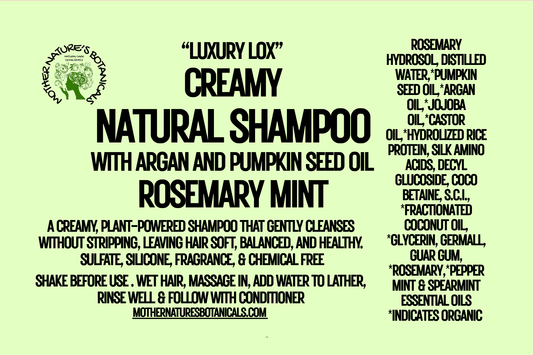 "LUXURY LOX" Nourishing Natural Shampoo with Argan Oil - Rosemary Mint