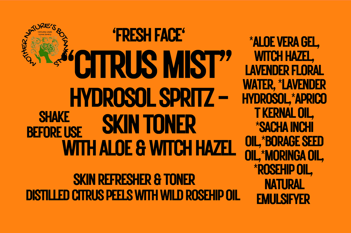 "Fresh Face" - Hydrating Skin Spritz Toners  - Refresh, Hydrate, Restore  (Citrus, Lavender & Rose Petal)