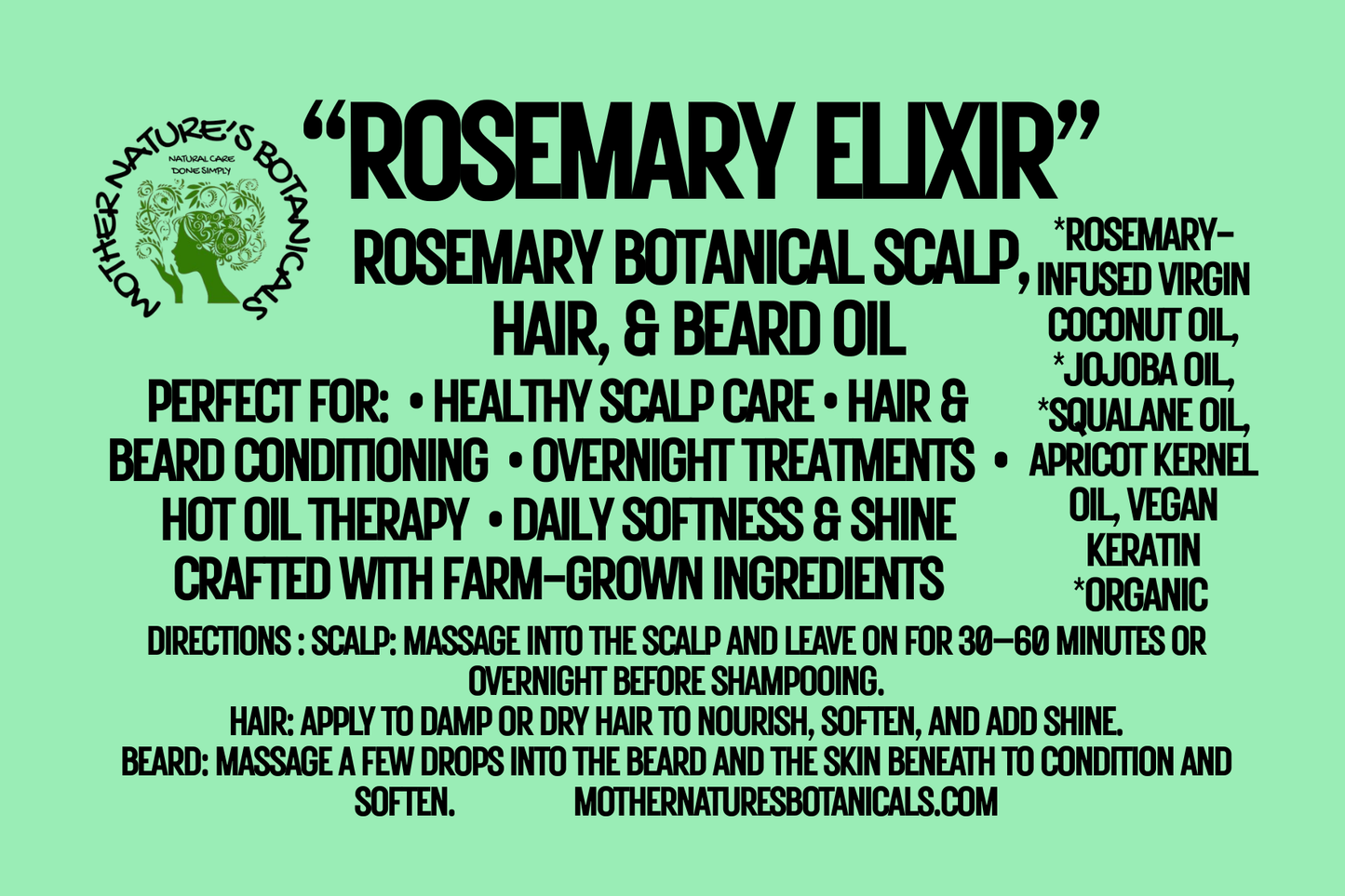 "LUXURY LOX" Rosemary Elixir - Botanical Beard, Hair and Scalp Oil