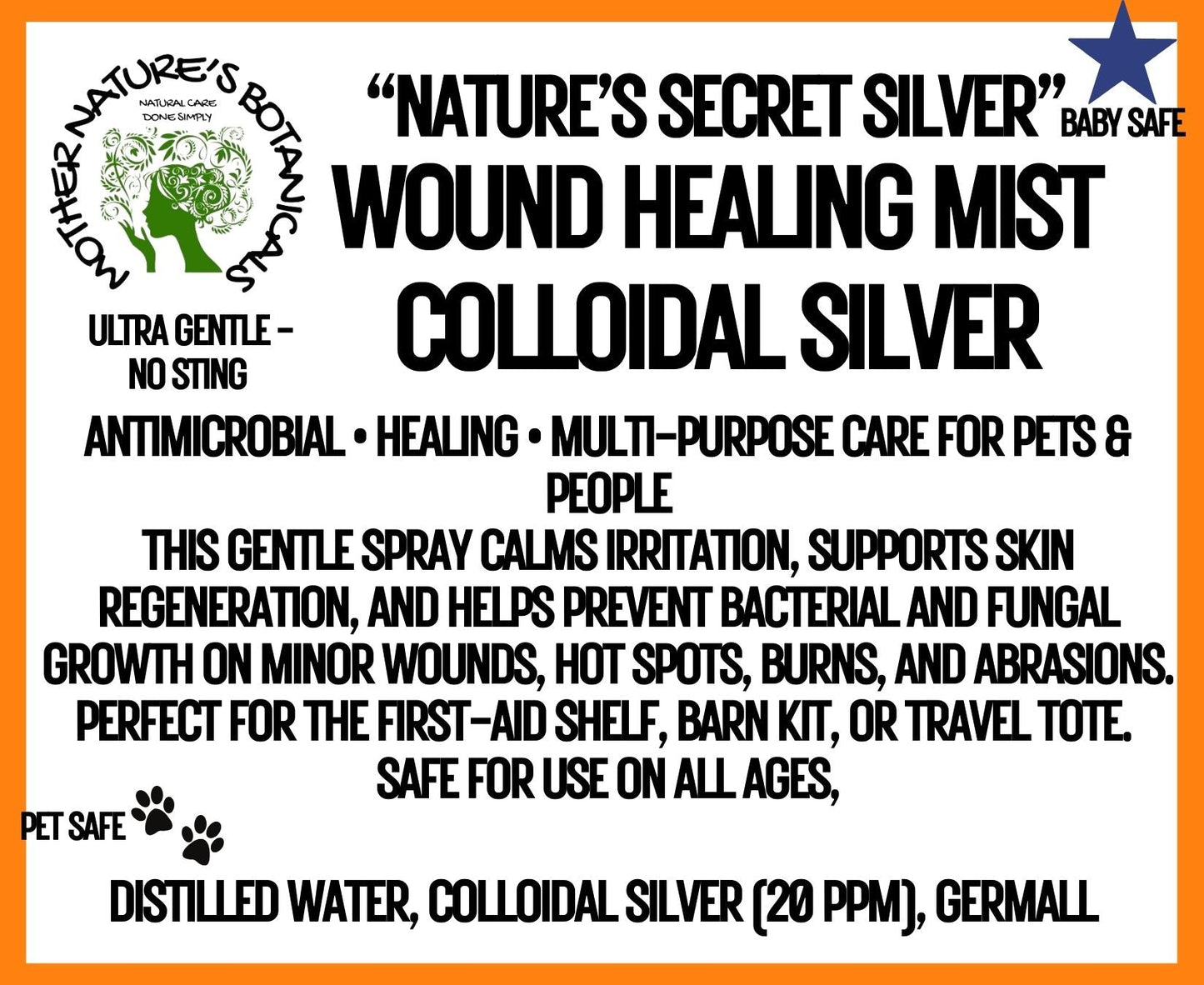 Nature's Secret Silver -Colloidal Silver Wound Spray for People and Pets