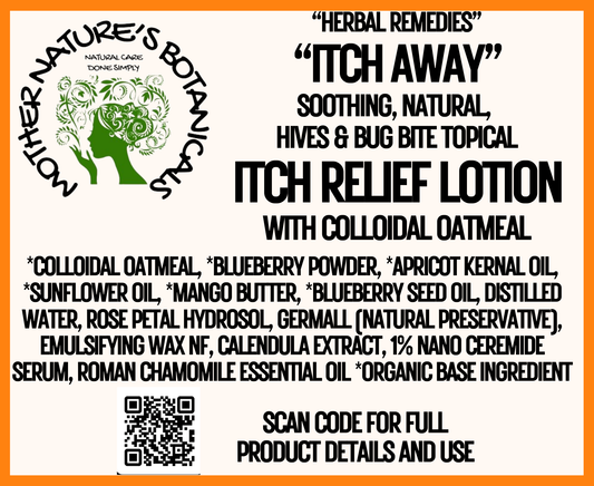 "Herbal Remedies" "Itch Away" Calming, 2% Colloidal Oatmeal Itch Relief Lotion with (Calms bug bites, hives )
