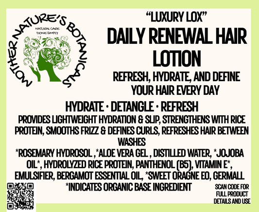 "LUXURY LOX" Daily Renewal Hair Cream - with Rosemary & Pro Vitamin B5 (Leave in, refresher, heat protectant))