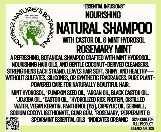 "LUXURY LOX" Nourishing Natural Shampoo with Castor Oil & Mint Hydrosol - Rosemary Mint