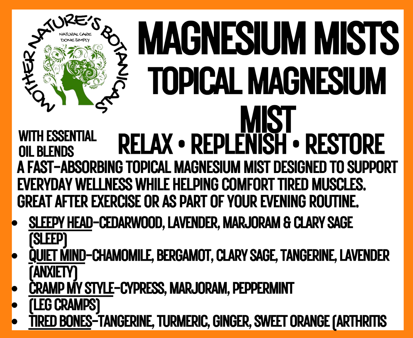 "Magnesium Therapy Mists" - Botanical Magnesium Mist - Relax • Restore • Recharge