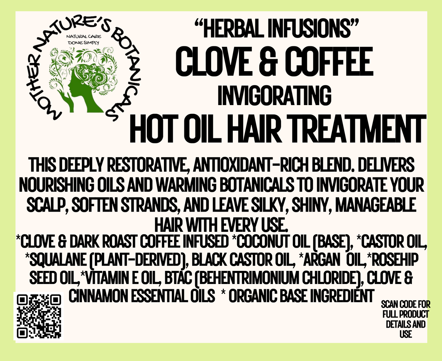 "LUXURY LOX"  "Clove & Coffee" Infused Hot Oil Hair Conditioning Treatment