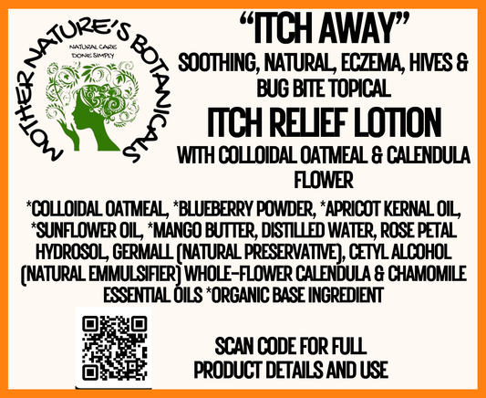 "Itch Away" Calming Itch Relief Lotion with 2% Colloidal Oatmeal (Calms inflammation from dry skin, bug bites, hives & eczema)