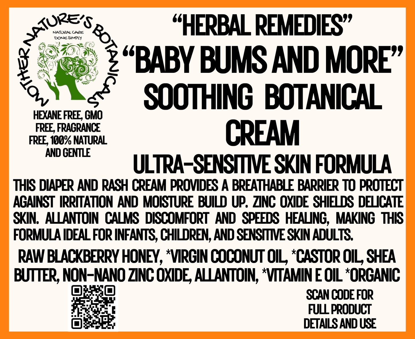 "Baby Bums and More" Natural Rash Balm with Honey & Zinc Oxide - Ultra sensitive skin formula (calms rashes, eczema, & irritated skin)
