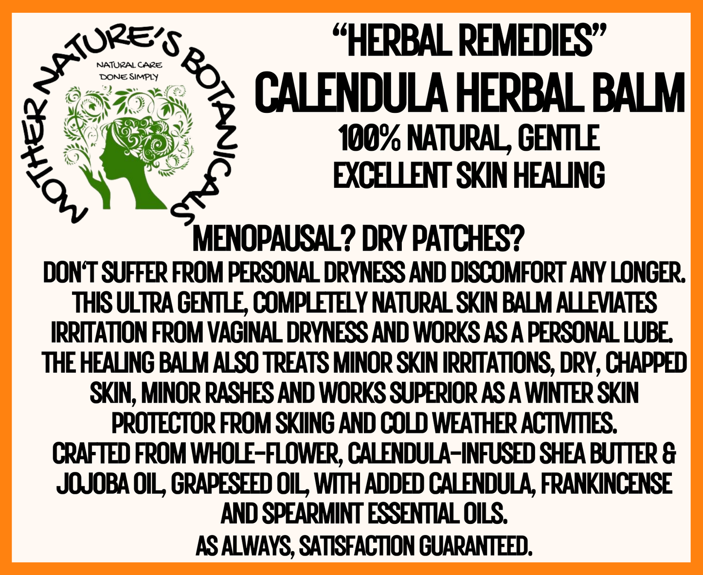 "Herbal Remedies" "Calendula Herbal Balm" Gentle, Herbal Infused Balm (personal dryness relief)