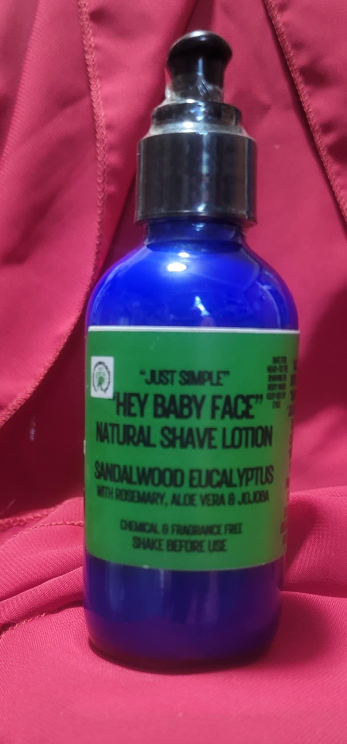 "Hey Baby Face" NATURAL SHAVE LOTION - Sandalwood Eucalyptus (safe for head to toe shaving)