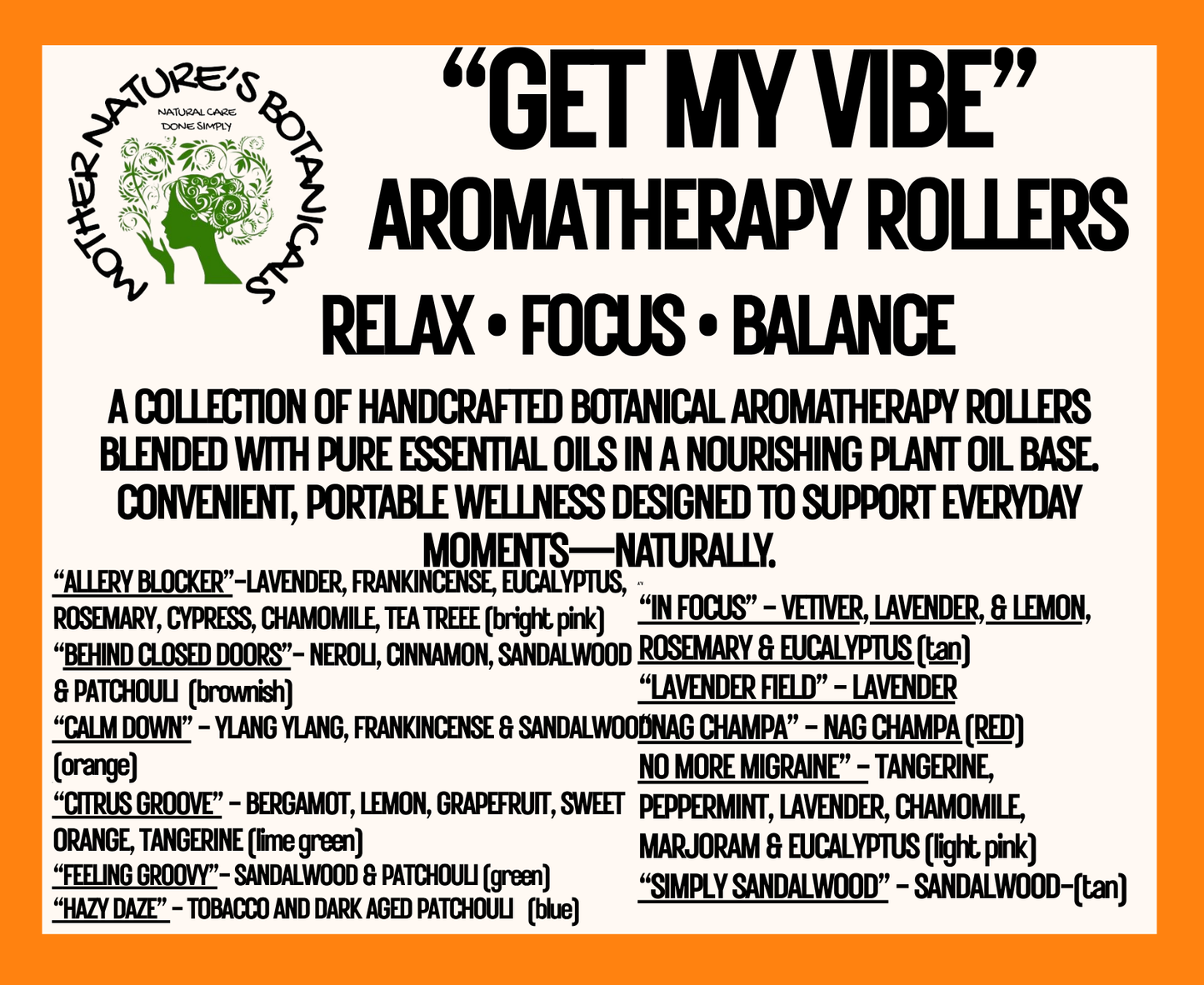 "Get My Vibe" Botanical Aroma Rollers - Breathe • Balance • Focus