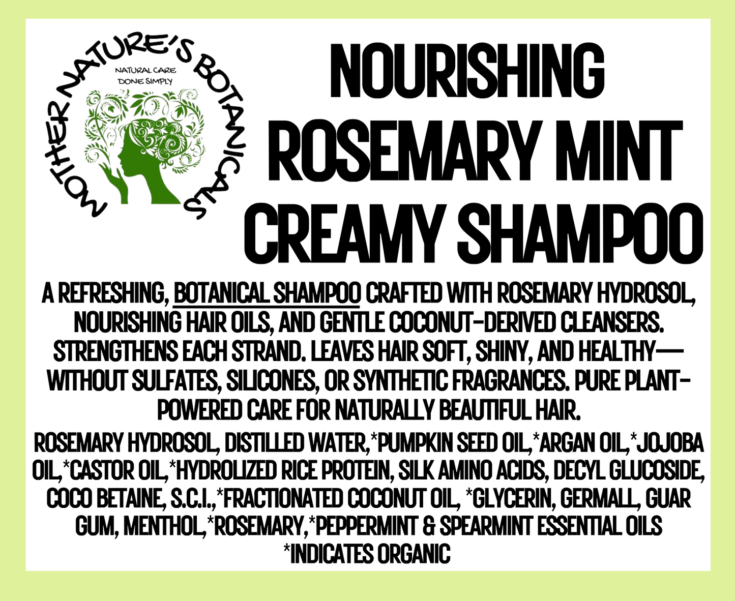 "LUXURY LOX" Nourishing Natural Shampoo with Argan Oil - Rosemary Mint