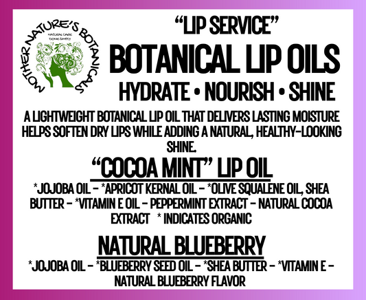 "Fresh Face" Botanical Lip Oils - Nourish • Soften • Shine (Peppermint Cocoa or Blueberry)