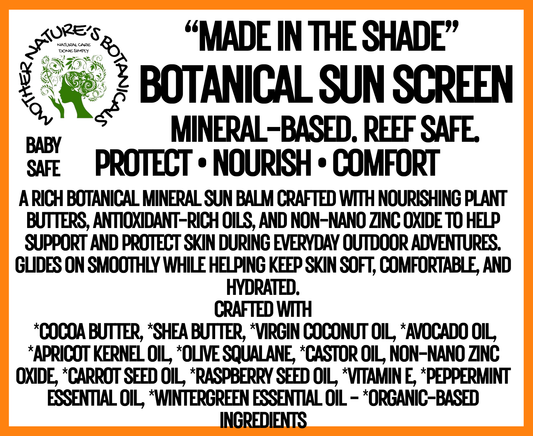 "Made in the Shade" Mineral Sun Balm - (Reef Safe) + Shield • Nourish • Protect