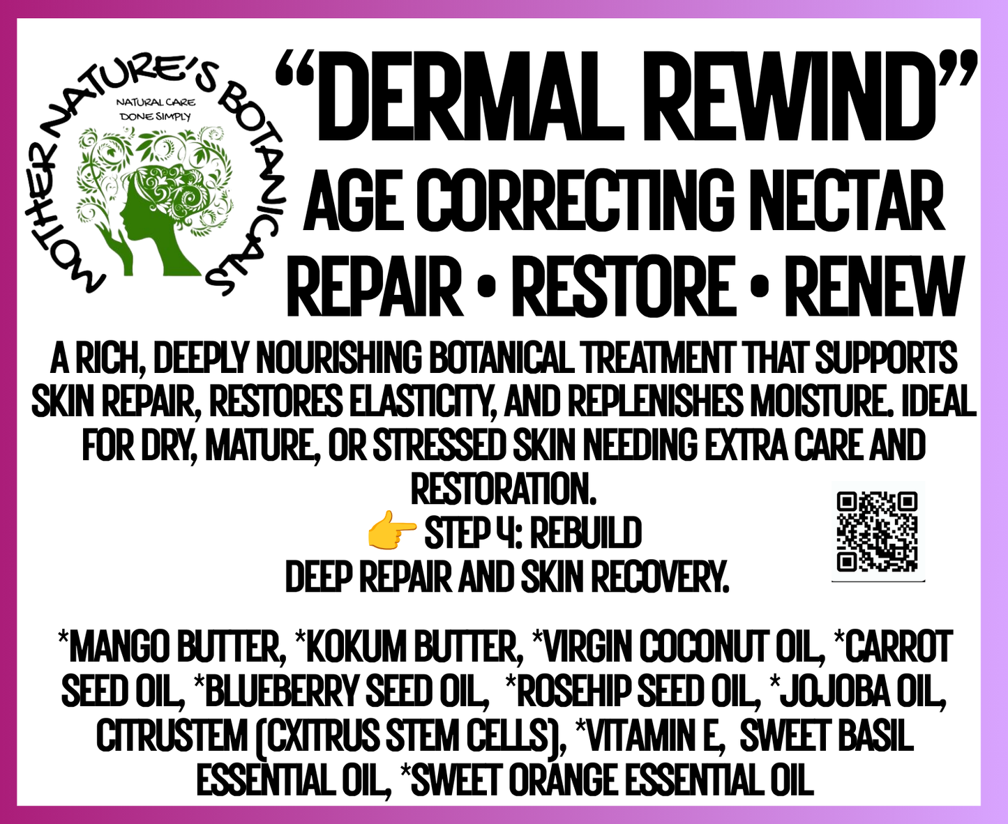 "Fresh Face" - "Dermal Rewind" Facial Nectar - Repair • Replenish • Renew (Face, Neck and Chest)