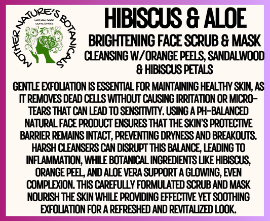 "Fresh Face" - Hibiscus & Aloe - Cleansing Face Mask &  Scrub (with orange peels, sandalwood & rose hydrosol)