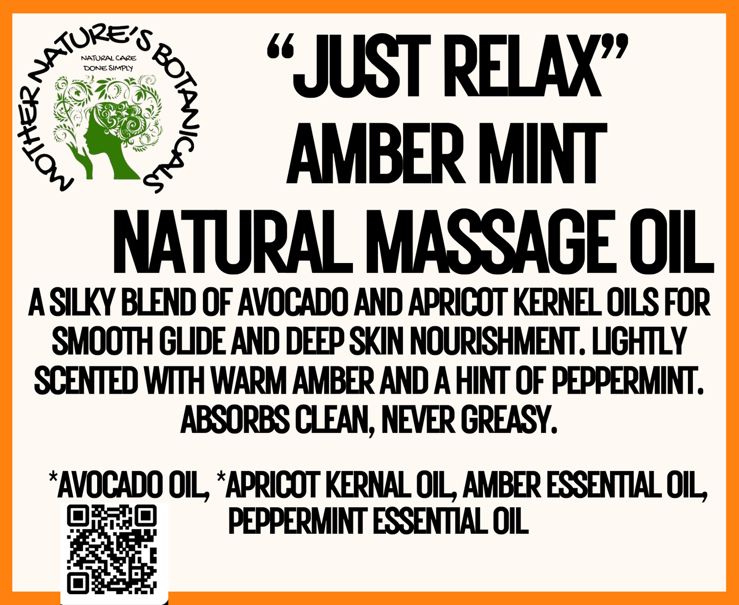 "Just Relax" Amber Mint - Natural Massage Oil Blend
