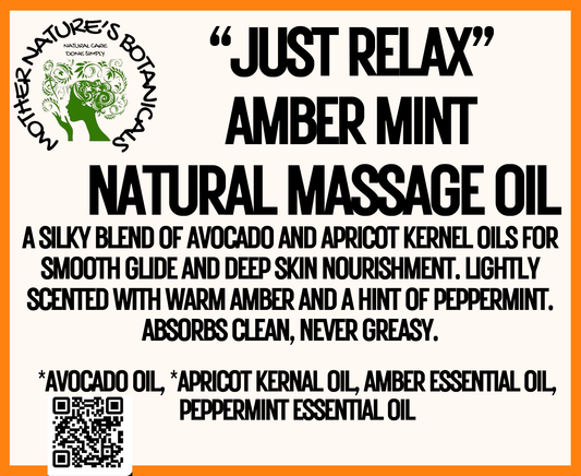 "Just Relax" Natural Massage Oil - Amber Mint